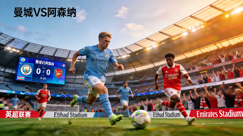 曼城对阵阿森纳的英超足球比赛直播画面